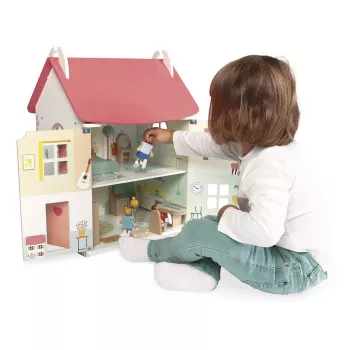 JANOD Lilliputiens Koka leļļu māja ar 15 aksesuāriem J06467