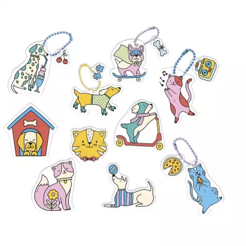 Janod DIY Shrink Plastic Art Kit - Kaķi un Suņi - 10 Rotājumi - Vecumam no 7+ gadiem