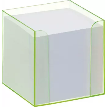 Folia 9907/4 Piezīmju kastīte ar fluorescējoši zaļu malu un papīra kubu
