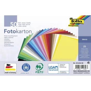 Folia Fotokarton Asortētas Krāsas 300 g/m² 50 Lapas A4 Fotokartons