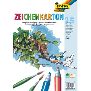 Folia Zīmēšanas kartons Balts 120 g/m² 25 lapas DIN A4