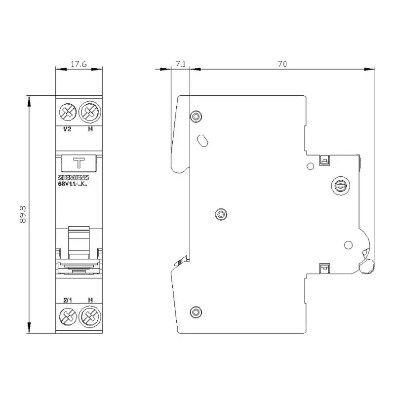 Siemens 5SV13166KK16 RCBO 2-polu 16 A 30 mA Tips C 6 kA