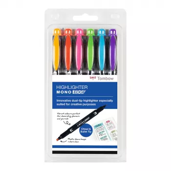 Tombow MONO Edge marķieru pildspalvu komplekts - kalts un lodes gals 3,8mm 0,8mm līnija, dažādas krāsas (6 pildspalvas)