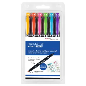 Tombow MONO Edge marķieru pildspalvu komplekts - kalts un lodes gals 3,8mm 0,8mm līnija, dažādas krāsas (6 pildspalvas)