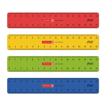 BRUNNEN Lineāls 15,0 cm Jauktas Krāsas Sarkans Dzeltens Zaļš Zils