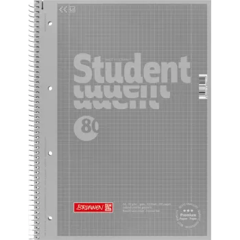 Brunnen College Block A4 Squared Lin.28 80 Sheets 90g Premium Silver 2 Margin Lines