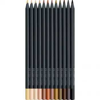 Faber-Castell Black Edition Colour Pencil Set - Skin Tones - 12 Pack - for Dark and Coloured Paper