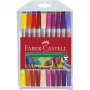FABER-CASTELL Duo Šķiedru pildspalvas - Pastāvīgas - Spilgtas krāsas - Ūdens bāzes tinte - Smalks gals (20 iepakojumā)