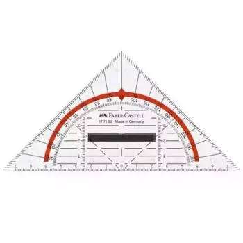 Faber-Castell 177199 Set Square Transparent with Red Hypotenuse 16 cm