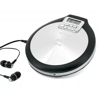 Soundmaster CD9220 portatīvais CD atskaņotājs ar 40 s pretestības aizsardzību, DBBS, melns/sudrabs