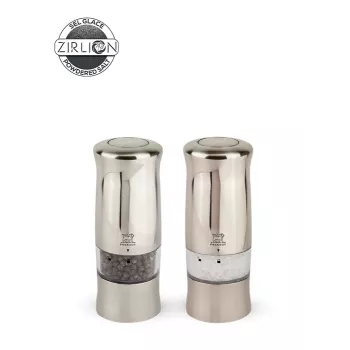 Peugeot Zeli Duo PM+SM Z Electric Salt and Pepper Mill Set Silver 14 cm