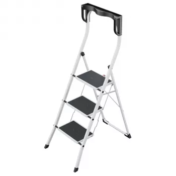 Hailo K75 ComfortLine 3-Pakāpju Drošības Kāpnes, Sudraba/Melna, 150 kg Ietilpība