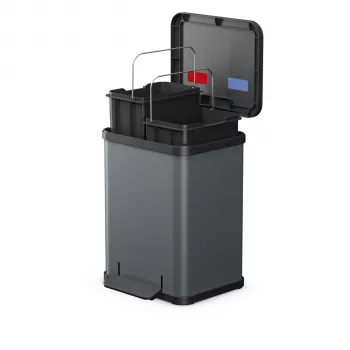 Hailo Öko duo Plus M Recycling Pedal Bin 32L Dark Grey Matt