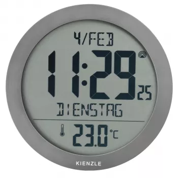 KIENZLE DCF radio vadāms sienas pulkstenis ar telpas temperatūras displeju, antracīts