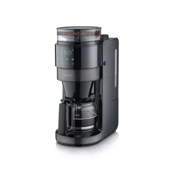 SEVERIN KA 4830 Filtra kafijas automāts ar dzirnaviņām un stikla krūzi, 10 tases, 1000 W, melns/nerūsējošais tērauds