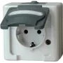 HEINRICH KOPP Schuko kontaktligzda 1-vietas virsmas montāžas mitrumizturīga IP44 pelēka 16A 250V (103356006)