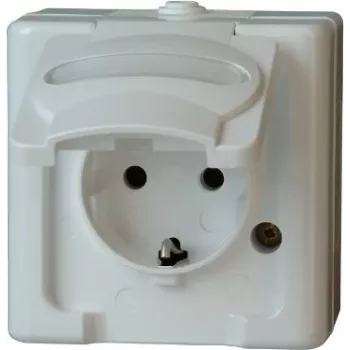 HEINRICH KOPP Schuko kontaktligzda 1-vietas, virsmas montāžas, mitrumizturīga IP44, Arktikas balta, 16A 250V (103302007)