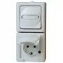 HEINRICH KOPP Kombinācija Vertikālais Slēdzis/Schuko Kontaktligzda Virsmas Montāžai Mitrumizturīga IP44 Arktis Arctic White (130802000)