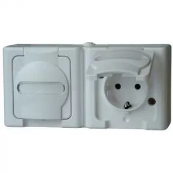 HEINRICH KOPP BLUE ELECTRIC Virsmas montāžas kombinētais slēdzis un Schuko kontaktligzda, IP44, Arktiski balts, 250V, 16A (131202003)