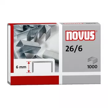 Novus Dahle Novus 26/6 Skavu iepakojums - 6 mm - 1000 skavas - Cinkots tērauds - Sudrabs