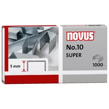 Novus Dahle No.10 SUPER Skavas - 5 mm kājas garums - Nerūsējošais tērauds - 1000 skavas - 20 lapu ietilpība
