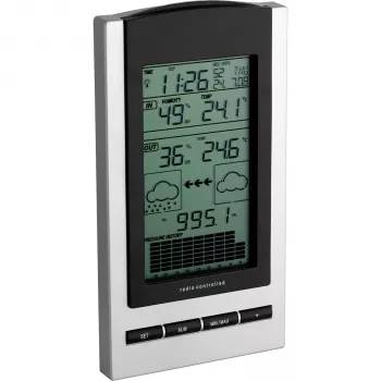 TFA Gaia bezvadu laikapstākļu stacija ar krāsu LCD, 433 MHz, DCF-77 radiosinhronizācija, melna