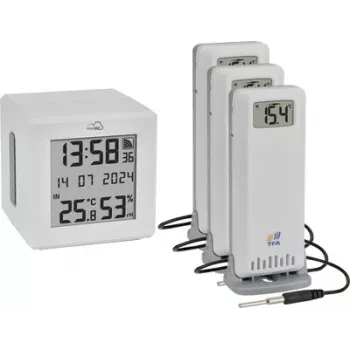 TFA .me Starter Set WLAN Gateway ID-01 ar 3 raidītājiem ID-A3 bezvadu termometrs digitālais (35.8104.02)
