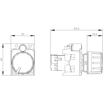 Siemens 3SU1200-2PS10-1AA0 SIRIUS ACT potenciometrs 10 kOhm, 22 mm, melns, skrūvju spailes