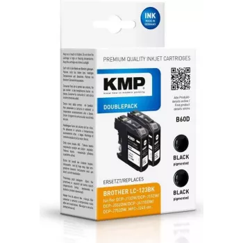 KMP B123B Melnā tintes kasetne saderīga ar Brother LC123/LC125/LC127/LC129 - 18ml - 600 lapas - 1 iepakojums