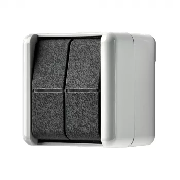 JUNG 835 W dubultā spiedpoga, 2 NO kontakti, 10 A 250 V, IP44, WG 800