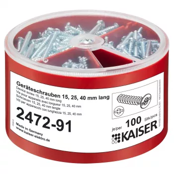 Kaiser Elektro 2472-91 Skrūvju komplekts ierīcēm 100 gab. katrā izmērā 3,2x15/25/40 mm