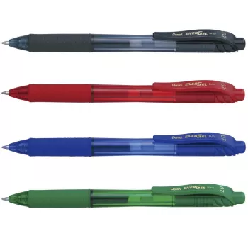 Pentel EnerGel BL107-4 Gēla lodīšu pildspalva, dažādas krāsas, 0,35 mm adatas gals, 4 iepakojums