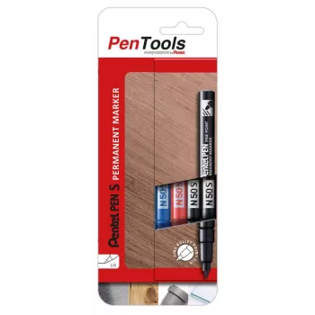 Pentel N50S Permanentais marķieris, 4 komplekts, dažādas krāsas, apaļš gals, 2,1 mm