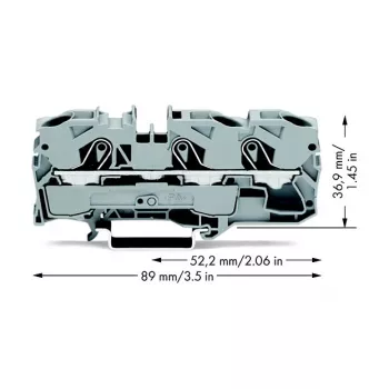 WAGO 2010-1301 Caurplūdes spaiļu bloks, 10 mm², 800 V, pelēks, DIN sliedes montāžai