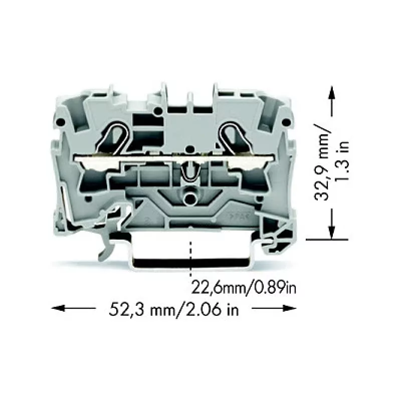 WAGO 2004-1201 Caurplūdes spailes bloks, 2-vadītāju, 800 V, 32 A, pelēks, 6.2 mm platums, CAGE CLAMP
