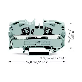 WAGO 2016-1201 Caurplūdes spaiļu bloks, 16 mm², 800 V, pelēks, Push-in CAGE CLAMP