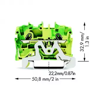 WAGO 2001-1207 2-vadu spiedsavienojuma spaiļbloks, 1,5 mm², pelēks, DIN sliedes montāžai