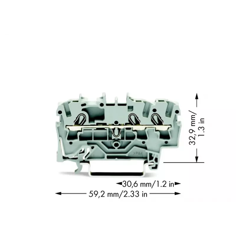 WAGO 2002-1301 Push-in CAGE CLAMP spailu bloks, 2-vadītāju, 2,5 mm², 800 V, pelēks