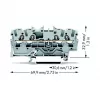 WAGO 2002-1401 Caurplūdes spailes bloks, 4 vadi, 2,5 mm², Push-in CAGE CLAMP, 800 V, pelēks