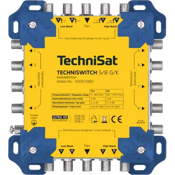 TechniSat TECHNISWITCH 5/8 G/K Multiswitch, 8 izejas, 4 satelīta ieejas, 1 zemes ieeja, DiSEqC 2.0