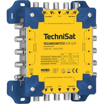 TechniSat TECHNISWITCH 5/8 G/K Multiswitch, 8 izejas, 4 satelīta ieejas, 1 zemes ieeja, DiSEqC 2.0