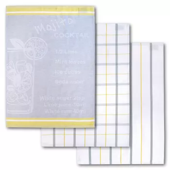 Dyckhoff Mojito Cocktail Checkered trauku dvieļu komplekts, 3 daļas, 50x70 cm