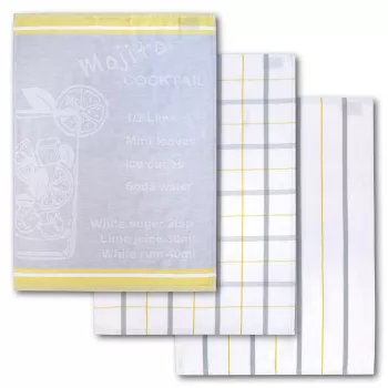 Dyckhoff Mojito Cocktail Checkered trauku dvieļu komplekts, 3 daļas, 50x70 cm