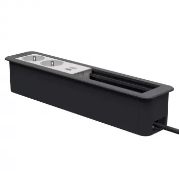 Kindermann CP Office Frame 6-fold ar 2x Strāva un 1x USB Lādēšana, Sudraba