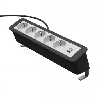 Kindermann CP Office Desk 6-Fold 5x Schuko 1x USB-C PD 60W strāvas sadalītājs ar skavu