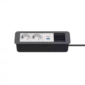 Kindermann CP Office Frame 4-Fold 2x Schuko 1x USB-C PD Desk Power & Data Module