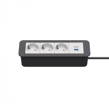 Kindermann CP Office Frame 4-fold 3x Schuko 1x USB-C PD Desk Connectivity Module