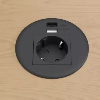 Kindermann CablePort Table Black (STS-R90-2 blac) - Galda savienojuma paneļa korpuss