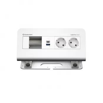 Kindermann CablePort desk² 4-way 2x Power 2x USB galda savienojamības modulis, alumīnijs