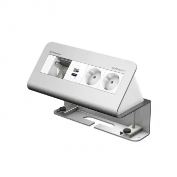 Kindermann CablePort desk² 4-way 2x Power 2x USB galda savienojamības modulis, alumīnijs
